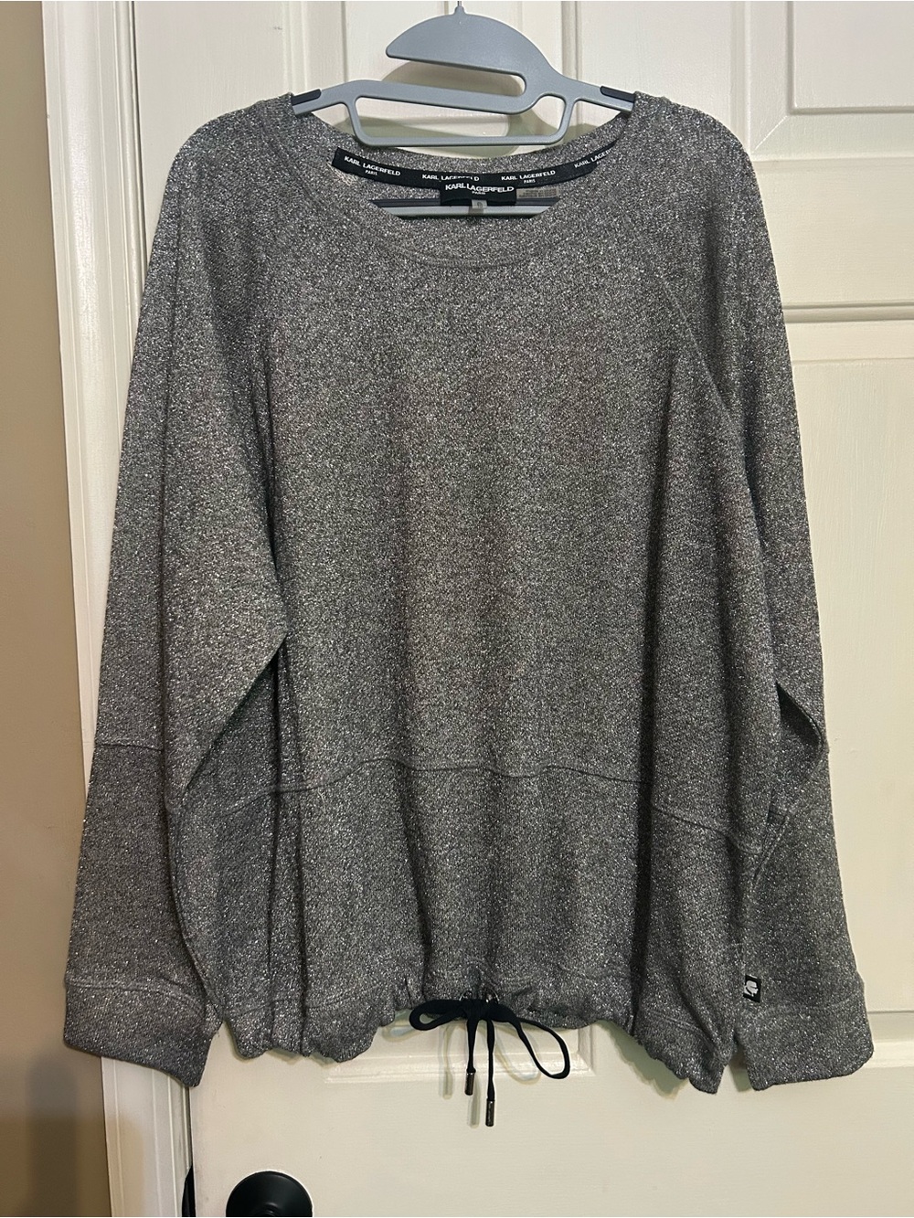 Karl Lagerfeld Women's Gray Sparkly Athletic Sweatshirt Womens XL